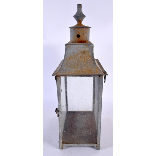 567 - A VINTAGE TOLEWARE COUNTRY HOUSE LANTERN. 45cm x 22cm.