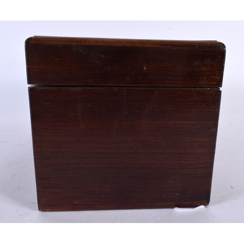 568 - A LATE 19TH CENTURY FRENCH ROSEWOOD TEA CADDY with brass banding. 21 cm x 14cm.