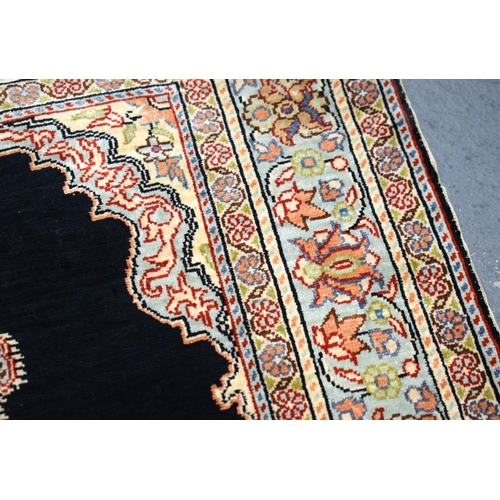 592 - A KAYSER SILK PRAYER RUG. 100 cm x 50 cm.