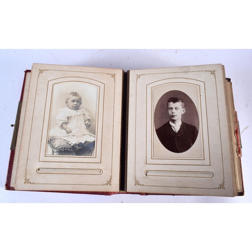 608 - TWO VICTORIAN LEATHER BOUND PHOTOGRAPH ALBUMS. 15cm x 12 cm. (2)