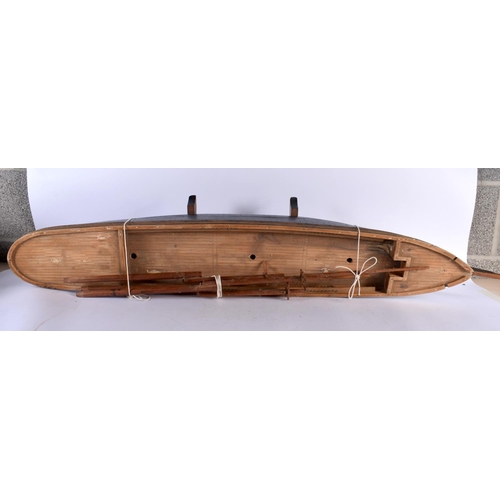 613 - A SCRATCH BUILT MODEL OF A BOAT. 120 cm wide.