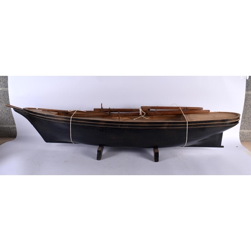 613 - A SCRATCH BUILT MODEL OF A BOAT. 120 cm wide.