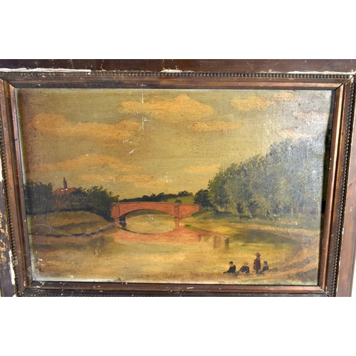 642 - THREE ANTIQUE OIL ON CANVAS. Largest 52 cm x 38 cm. (3)