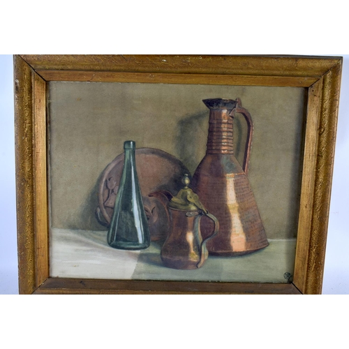 645 - TWO 19TH CENTURY ENGLISH WATERCOLOURS together with a still life oil painting. Largest 52 cm x 44 cm... 