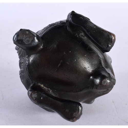 648 - A SMALL 19TH CENTURY CONTINENTAL INKWELL AND COVER possibly bronze, formed as a grotesque mask head.... 