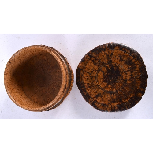 649 - A CHARMING 19TH CENTURY SCOTTISH BURR WOOD TREEN TABLE SNUFF BOX AND COVER of naturalistic form. 13.... 