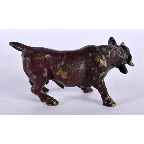 650 - A LATE 19TH CENTURY AUSTRIAN COLD PAINTED BRONZE FIGURE OF A BULL in the manner of Franz Xavier Berg... 