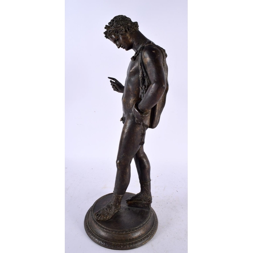 657 - A FINE 19TH CENTURY EUROPEAN GRAND TOUR BRONZE FIGURE OF NARCISSUS After the Antiquity, modelled upo... 