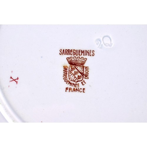 66 - AN UNUSUAL PAIR OF FRENCH SARREGUEMINES PORCELAIN LION BOWLS. 21 cm diameter.