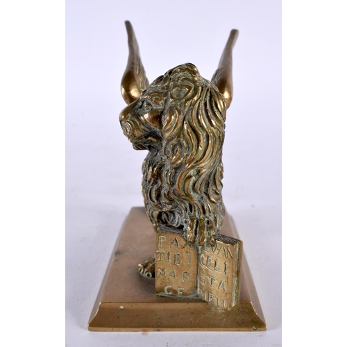 660 - A 19TH CENTURY ITALIAN GRAND TOUR BRONZE ST MARK VENICE FIGURE modelled as a winged lion. 14cm x 10 ... 