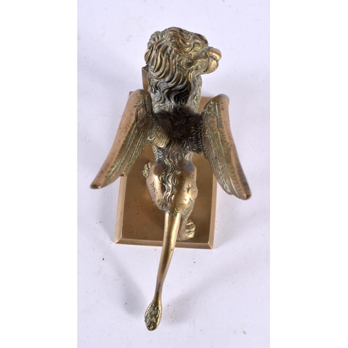 660 - A 19TH CENTURY ITALIAN GRAND TOUR BRONZE ST MARK VENICE FIGURE modelled as a winged lion. 14cm x 10 ... 