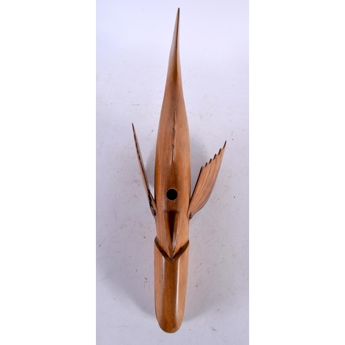 689 - A PITCAIRN ISLANDS FIGURE OF A FLYING FISH Sam Young. 37 cm wide.