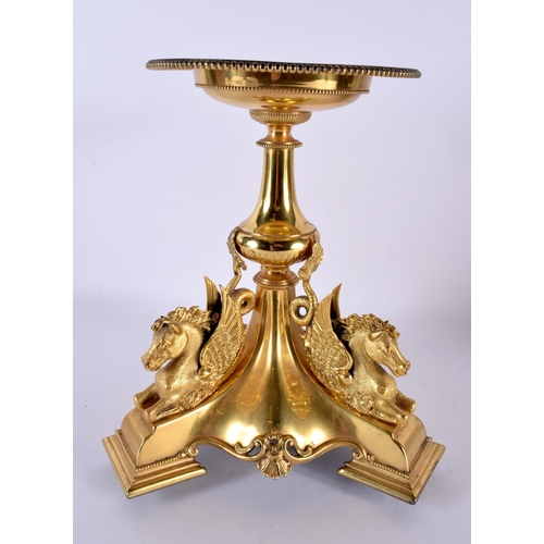 702 - A LOVELY LATE VICTORIAN HENRY WILKINSON & CO GILDED SILVER PLATED CENTREPIECE formed with winged hor... 