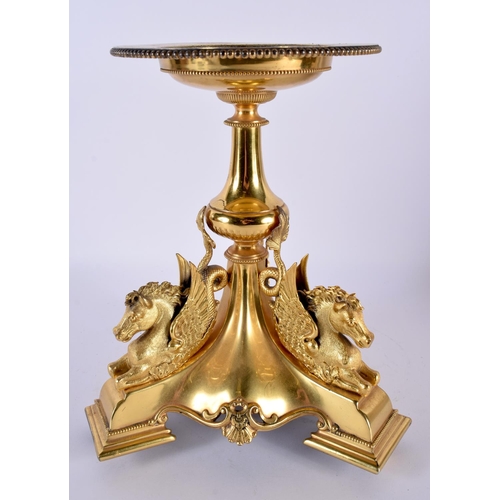 702 - A LOVELY LATE VICTORIAN HENRY WILKINSON & CO GILDED SILVER PLATED CENTREPIECE formed with winged hor... 