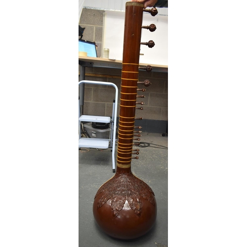 705 - A FINE EARLY 20TH CENTURY INDIAN KANAILAL & BROTHER OF CALCUTTA SITAR wonderfully carved all over wi... 