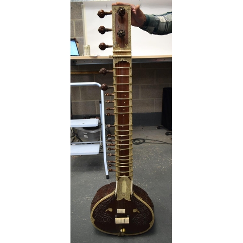 705 - A FINE EARLY 20TH CENTURY INDIAN KANAILAL & BROTHER OF CALCUTTA SITAR wonderfully carved all over wi... 