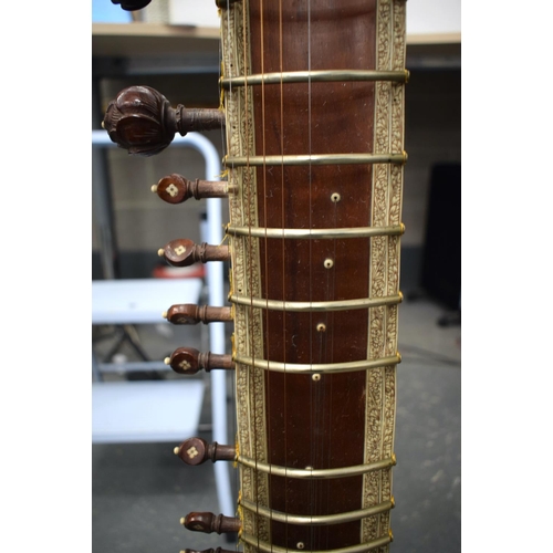 705 - A FINE EARLY 20TH CENTURY INDIAN KANAILAL & BROTHER OF CALCUTTA SITAR wonderfully carved all over wi... 