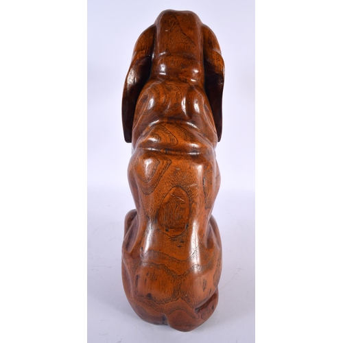 715 - A LARGE EARLY 20TH CENTURY CARVED WOOD FIGURE OF A BEGGING HOUND C1900. 34 cm high.