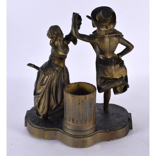 727 - A LATE 19TH CENTURY POLKA PARISIENNE BRONZE TABLE LIGHTER formed with dancing figures. 26 cm x 15cm.