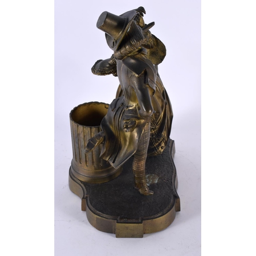 727 - A LATE 19TH CENTURY POLKA PARISIENNE BRONZE TABLE LIGHTER formed with dancing figures. 26 cm x 15cm.