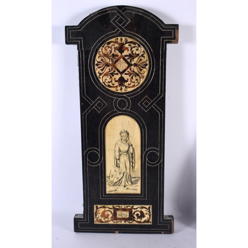 729 - A LARGE PAIR OF 19TH CENTURY ITALIAN LAPIS AND TORTOISESHELL INLAID PANELS depicting figures holding... 