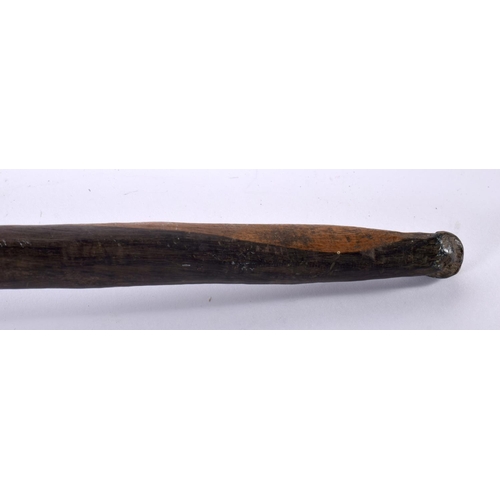 731 - AN EARLY 20TH CENTURY AFRICAN TRIBAL HARDWOOD PORTRAIT HEAD STAFF. 92 cm long.