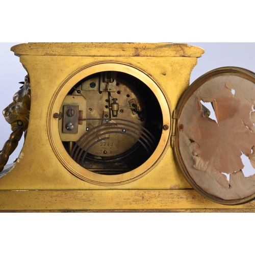 732 - A LARGE 19TH CENTURY FRENCH SEVRES PORCELAIN INSET BRONZE MANTEL CLOCK. 27 cm x 27 cm.