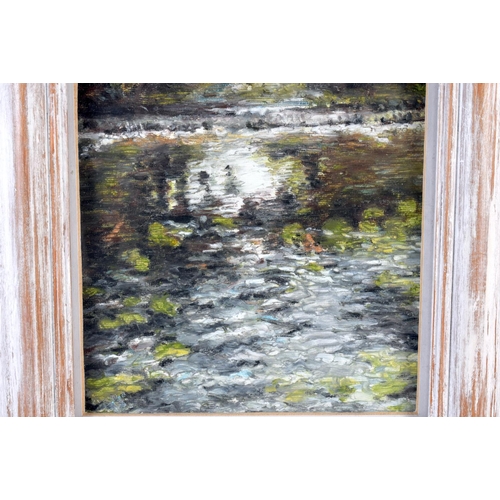 748 - A FRAMED IMPRESSIONIST OIL PAINTING. 26 cm square.