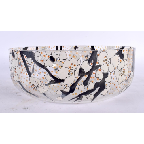 75 - A FRENCH ART DECO ENAMELLED GLASS BOWL. 24 cm diameter.