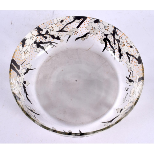 75 - A FRENCH ART DECO ENAMELLED GLASS BOWL. 24 cm diameter.