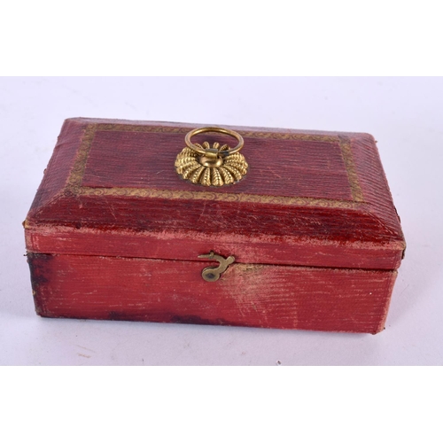 754 - A LATE 19TH CENTURY SCOTTISH TARTANWARE STRING BOX together with a tooled leather box. Largest 9.5 c... 