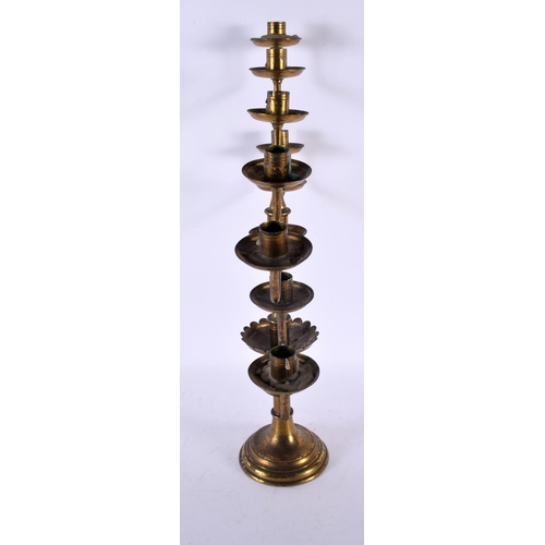 760 - A VINTAGE JEWISH BRASS MENORAH. 46 cm x 28cm.