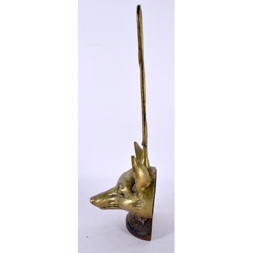 765 - A LARGE VICTORIAN BRONZE FOX HEAD DOOR STOP. 45cm high.