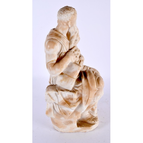 766 - A 19TH CENTURY ITALIAN CARVED ALABASTER GRAND TOUR FIGURE OF A MAN After the Antiquity. 32 cm high.