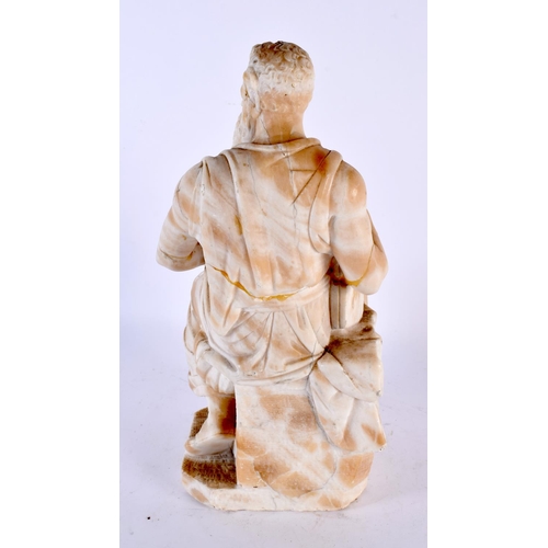 766 - A 19TH CENTURY ITALIAN CARVED ALABASTER GRAND TOUR FIGURE OF A MAN After the Antiquity. 32 cm high.