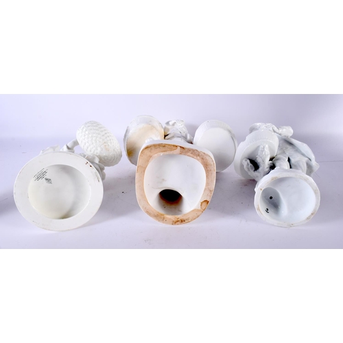 777 - THREE LARGE 19TH CENTURY CONTINENTAL WHITE GLAZED PORCELAIN SWEETMEAT DISHES. Largest 36 cm high. (3... 