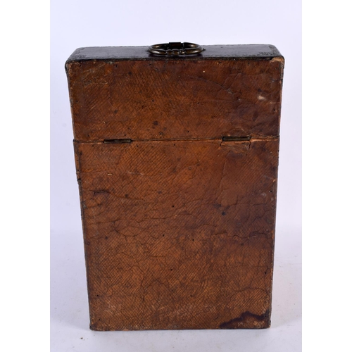 782 - A LOVELY LATE 18TH/19TH CENTURY COUNTRY HOUSE TOOLED LEATHER STATIONARY BOX decorated all over with ... 