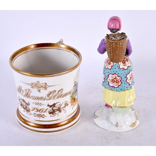 783 - A 19TH CENTURY FRENCH SAMSONS OF PARIS PORCELAIN FIGURE together with an antique English porcelain m... 