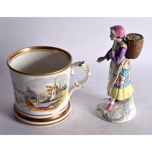 783 - A 19TH CENTURY FRENCH SAMSONS OF PARIS PORCELAIN FIGURE together with an antique English porcelain m... 