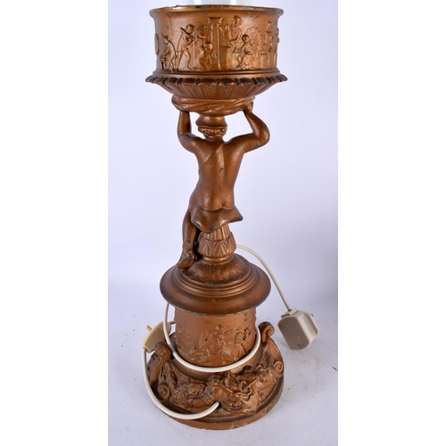 792 - AN EARLY 20TH CENTURY CONTINENTAL SILVER PLATED WINE COOLER together with a painted spelter Grand to... 