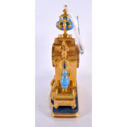 796 - A LARGE 19TH CENTURY FRENCH ORMOLU AND SEVRES PORCELAIN MANTEL CLOCK painted with lovers in landscap... 