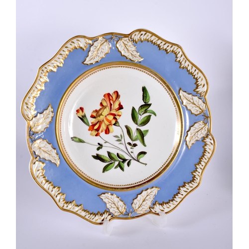 8 - A PAIR OF EARLY 19TH CENTURY ENGLISH PORCELAIN PLATES together with a matching twin handled dish. La... 