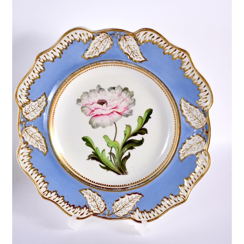 8 - A PAIR OF EARLY 19TH CENTURY ENGLISH PORCELAIN PLATES together with a matching twin handled dish. La... 