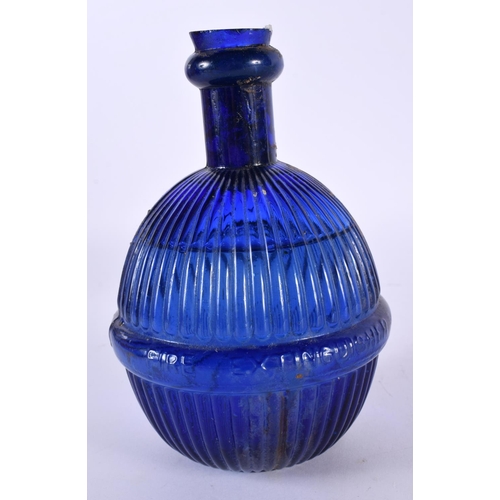 80 - A STAR FIRE GRENADE BRISTOL BLUE BOTTLE. 16.5 cm high.