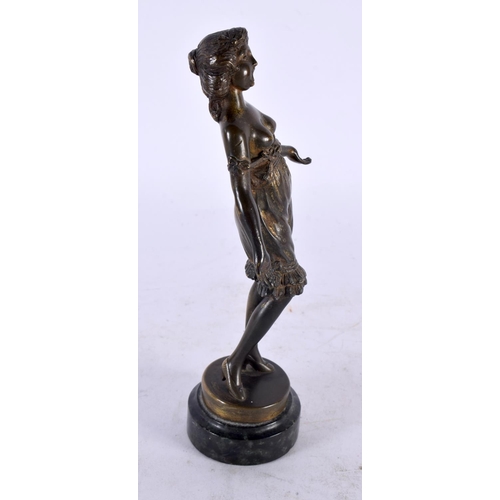 806 - AN ART DECO COLD PAINTED BRONZE FIGURE OF A FEMALE SINGING. 17 cm high.