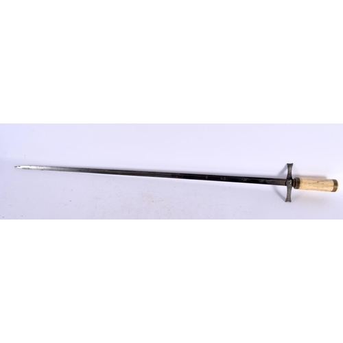 821 - AN ANTIQUE BONE HANDLED SWORD STICK. 90cm long.