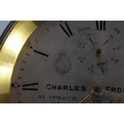 834 - A 19TH CENTURY CHARLES FRODSHAM NO 3218 SILVERED DIAL CHRONOMETER. 12 cm diameter.