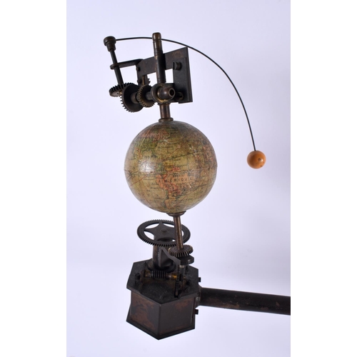 836 - A LARGE 19TH CENTURY GERMAN CAST IRON SPINNING GLOBE INSTRUMENT with turned wood handle. 52 cm x 42 ... 