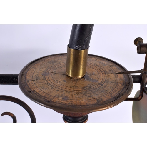 836 - A LARGE 19TH CENTURY GERMAN CAST IRON SPINNING GLOBE INSTRUMENT with turned wood handle. 52 cm x 42 ... 