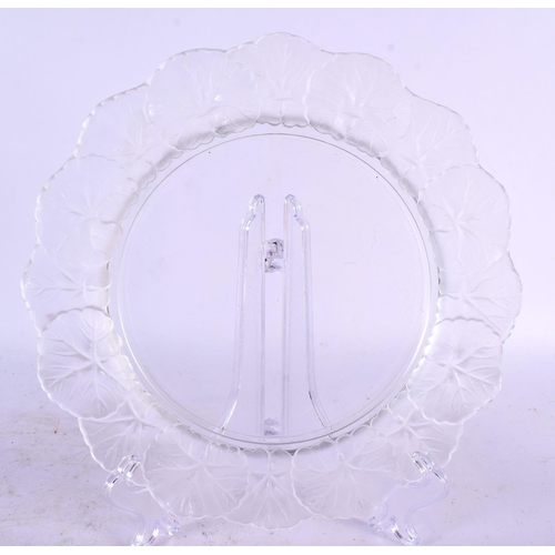 844 - A LALIQUE GLASS DISH together with an air twist goblet. Largest 20cm high. (2)